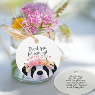 Etiquetas Para Lembrancinhas Floral Panda Chá de fraldas Obrigado A Favorecer