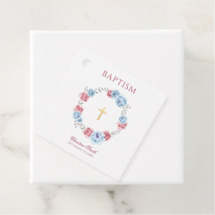 Etiquetas Para Lembrancinhas Floral Peony Wreath Boy Baptism Christening