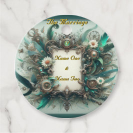 Etiquetas Para Lembrancinhas Floral Steampunk Wedding Green e Silver