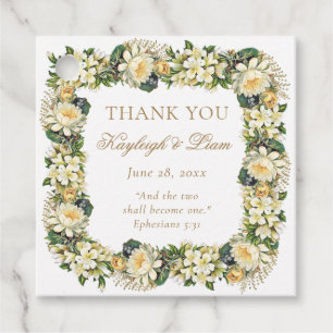 Etiquetas Para Lembrancinhas Floral White Bíblia Verse Christian Weding Favor