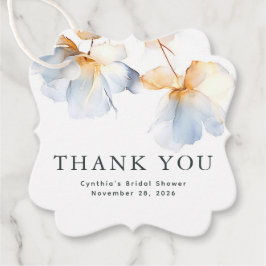 Etiquetas Para Lembrancinhas Flores Azuis e Douradas, Obrigado