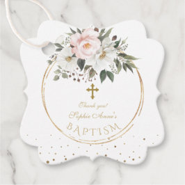 Etiquetas Para Lembrancinhas Flores Brancas Blush Bloom Dourado Batismo Cruzado