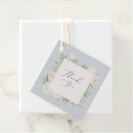 Etiquetas Para Lembrancinhas Flores brancas de aquarela, casamento azul claro