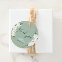 Flores Brancas Elegantes Sage Frame Verde Dourado