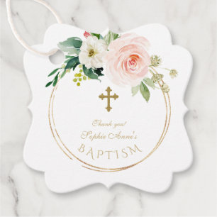 Etiquetas Para Lembrancinhas Flores Brancas Sangue Dourado Batismo Cruzado