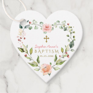 Etiquetas Para Lembrancinhas Flores Cor de Água Elegante, Rosa, Dourado Batismo