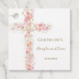 Etiquetas Para Lembrancinhas flores cor-de-rosa de confirmação cruz