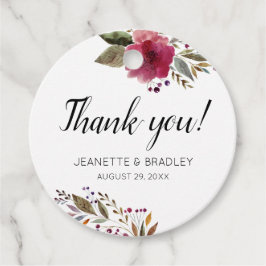 Etiquetas Para Lembrancinhas Flores De Aquarela De Burgundy - Obrigado