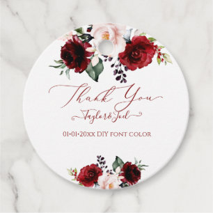 Etiquetas Para Lembrancinhas Flores De Blush Da Watercolor Burgundy Obrigado