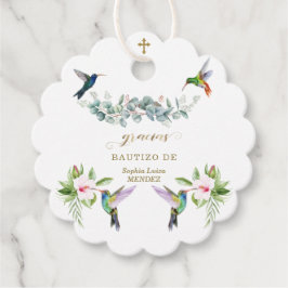 Etiquetas Para Lembrancinhas Flores de Hibisco Rosa Espanhol Eucalyptus Bautizo