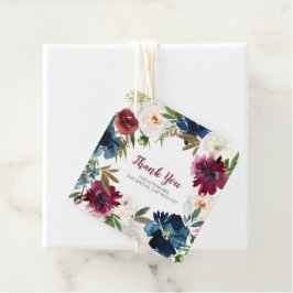 Etiquetas Para Lembrancinhas Flores de Marinho Watercolor Burgundy Obrigado