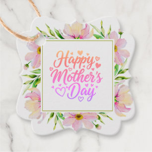 Etiquetas Para Lembrancinhas Flores Elegantes Cor-de-Rosa Feliz Dia das Mães