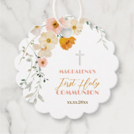 Etiquetas Para Lembrancinhas Flores pastel e verde Primeira Comunhão Sagrada