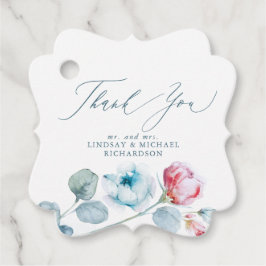 Etiquetas Para Lembrancinhas Flores Rosa Azul Empoeirado Elegante Obrigado Casa