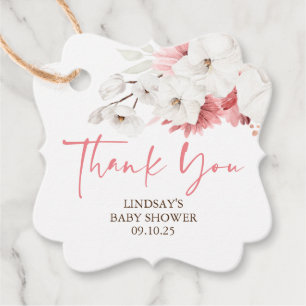 Etiquetas Para Lembrancinhas Flores Rosa e Branca Boho Obrigado