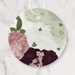 Etiquetas Para Lembrancinhas flores rosa e cabernet verde