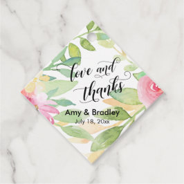 Etiquetas Para Lembrancinhas Flores rosa e caligrafia Casamento de Obrigados e 