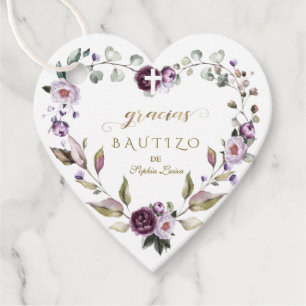 Etiquetas Para Lembrancinhas Flores rosa púrpura da Espanha Gracias Bautizo
