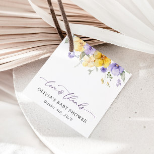 Etiquetas Para Lembrancinhas Flores Roxas, Flores Amarelas, Boho, Chá de fralda