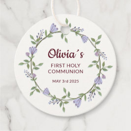 Etiquetas Para Lembrancinhas Flores roxas Wreath First Communes