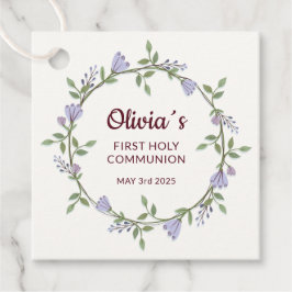 Etiquetas Para Lembrancinhas Flores roxas Wreath First Communes