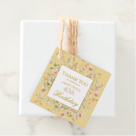 Etiquetas Para Lembrancinhas Flores selvagens 40º aniversário amarelo Obrigado