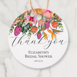 Etiquetas Para Lembrancinhas Flores Tropicais Laranja Rosa Rótulo Obrigado