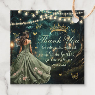 Etiquetas Para Lembrancinhas Floresta Encantada Vestido Verde Dourado Quinceañe