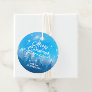 Etiquetas Para Lembrancinhas Floresta Pacífica de Neve Branca e Azul Personaliz