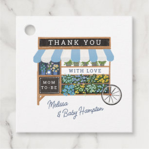 Etiquetas Para Lembrancinhas Flower Cart Farmers Market Blue Chá de fraldas Fav