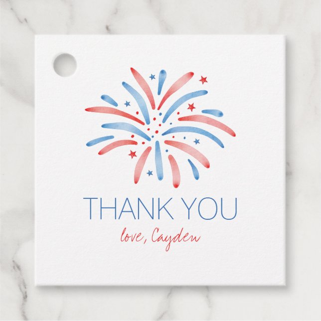 Etiquetas Para Lembrancinhas Fogo de 4 de julho de aniversário (Frente)