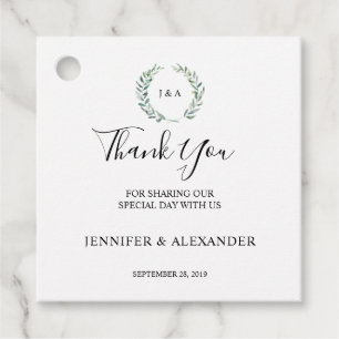 Etiquetas Para Lembrancinhas Folhas de aquarela botânica Obrigado casamento