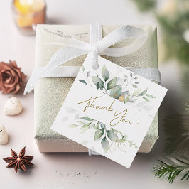 Etiquetas Para Lembrancinhas Folhas de Eucalipto Verde Dourado Obrigado