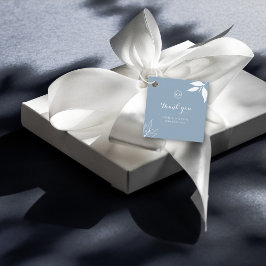 Etiquetas Para Lembrancinhas Folhas do Ramo Minima Azul Empoeirado Iniciais Obr