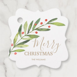 Etiquetas Para Lembrancinhas Folhas e Berries no Parêntese de Natal Feliz