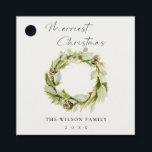 Etiquetas Para Lembrancinhas Foliage Green Winter Wreath Merriest Christmas<br><div class="desc">Se precisar de mais alguma personalização,  por favor,  sinta-se à vontade para me enviar uma mensagem em yellowfebstudio@gmail.com.</div>