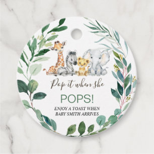 Etiquetas Para Lembrancinhas Foliage Verde Wreath Safari Pop Chá de fraldas
