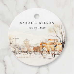 Etiquetas Para Lembrancinhas Forgo North Dakota City Scape Watercolor Casamento