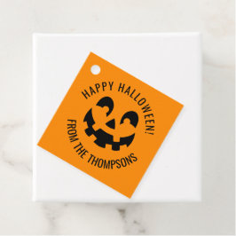 Etiquetas Para Lembrancinhas Forma de Rosto de Abóbora Feliz Halloween Preto em
