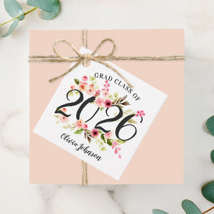 Etiquetas Para Lembrancinhas Formatura Floral em Aquarela Rosa da Turma de 2026