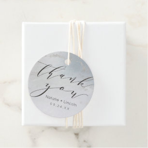 Etiquetas Para Lembrancinhas Fosco Azul De Ombre - Script Silver Obrigado