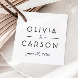 Etiquetas Para Lembrancinhas Foto do Monograma de Casamento Negro e Kraft Moder