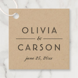 Etiquetas Para Lembrancinhas Foto do Monograma de Casamento Negro e Kraft Moder