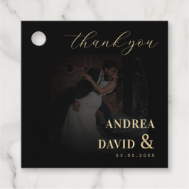 Etiquetas Para Lembrancinhas Foto Escura e Casamento Preto de Ampersand Dourado