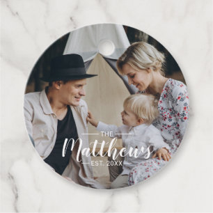 Etiquetas Para Lembrancinhas Foto personalizada com nome de família e ano esta