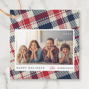 Etiquetas Para Lembrancinhas Foto personalizada da família de Natal com padrão