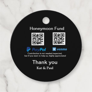 Etiquetas Para Lembrancinhas Fundo de lua de mel PayPal Venmo código QR obrigad