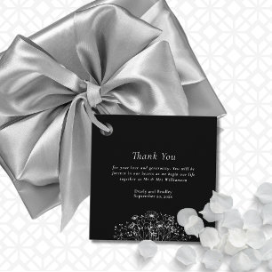 Etiquetas Para Lembrancinhas Fundo Preto Floral Branco de Casamento Obrigado