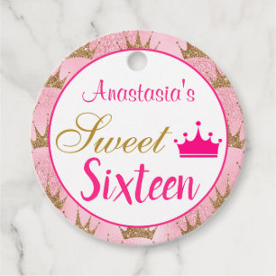 Etiquetas Para Lembrancinhas Garota Princesa Dourada Rosa Quente Doce Dezesseis