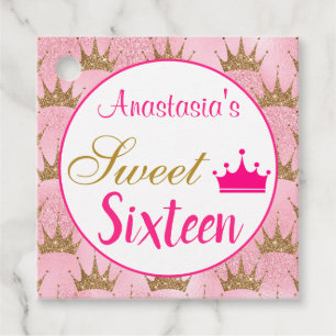 Etiquetas Para Lembrancinhas Garota Princesa Dourada Rosa Quente Doce Dezesseis